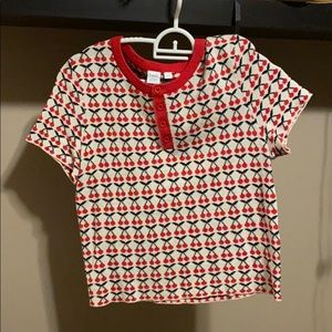 Retro Style Short Sleeve Cherry Sweater